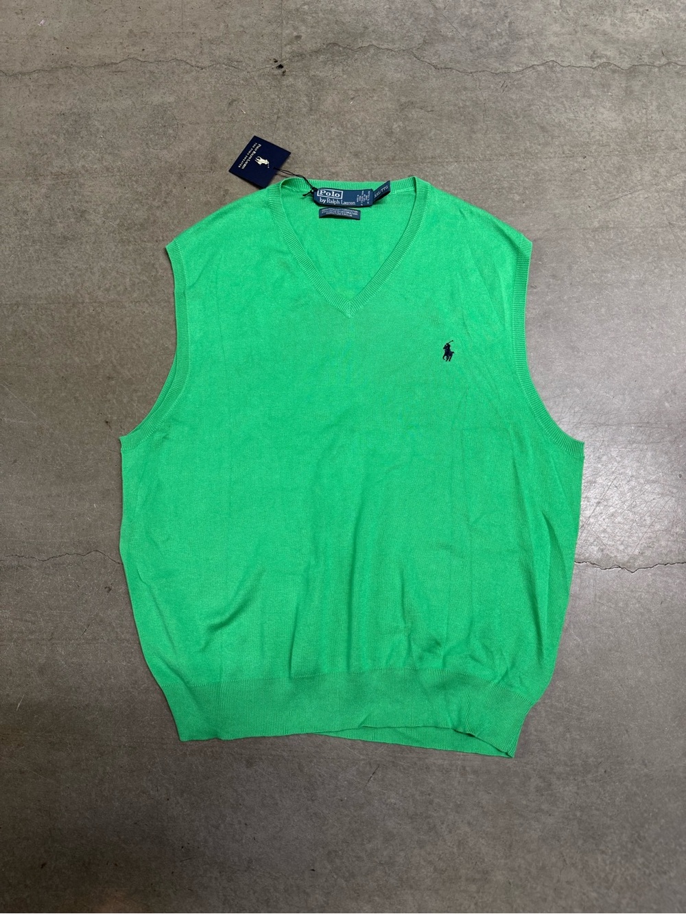 Vintage Y2K Polo Ralph Lauren The Pima Sweater Green Vest Men’s 2XL New W Tags